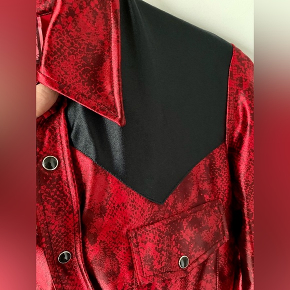 EUC KITTY BOOTS NEW YORK DESIGNER RED/BLACK WESTERN INSPIRED DRESS, S - Picture 4 of 13